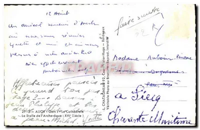 A Stalle do Arcebispo — Catedral de Auch — Século XVII — Editor: L. Chataigneau, Bordeaux — Verso
