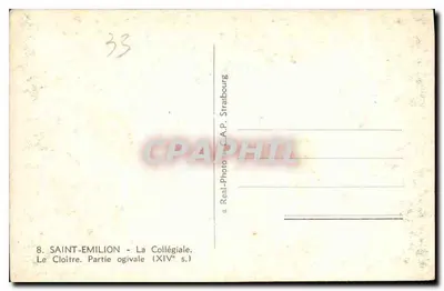 Saint-Emilion - Kolegiata. Klasztor. Część łukowa (XIV w.) — Real-Photo-C.A.P. Strasbourg — Rewers