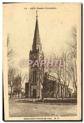 Igreja de São Vicente de Paulo — Arès (Bassin d'Arcachon) — Fototipia Delbouy, 39, rue de la Ronselle, Bordeaux