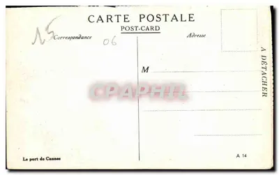 Port w Cannes — widok portu z łodziami i jachtami — n° A 14 — Rewers