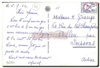 Nice — Widok z Rauba-Capeù w dzień regat — wydawca A. D. E. (Bi-Roches) n°4140 — Rewers