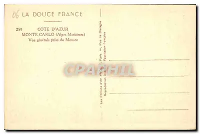 Monte-Carlo — Ogólny widok z Monako — Wydawnictwo Sztuki Yvon — Rewers