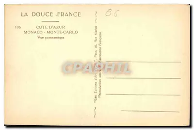 Monako - Monte-Carlo — Widok panoramiczny — Les Éditions d'Art Yvon, Paryż — Rewers