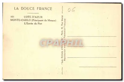 Monte-Carlo — A Entrada do Porto — Les Éditions d'Art-XXON — Verso