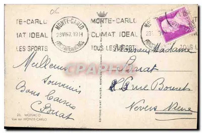 Vista su Monte-Carlo — Edizioni d'Arte Munier — n° 06 — Verso