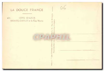 Monte-Carlo i Cape Martin — Riviera Alpийska — Wydawnictwo Art Yvon, Paryż — Rewers