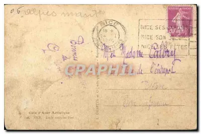 Côte d'Azur — Widok Nicei między sosnami — L. Gilletta — Rewers