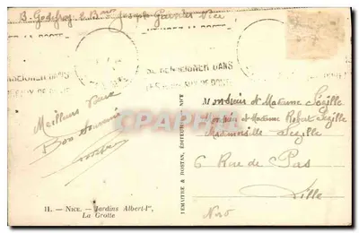 Nice — Ogrody Albert I, Jaskinia — Wydawca Jemautre & Rostas, n°11 — Rewers