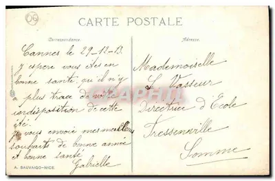 CANNES. Plaża, Kasyno i Mt. Chevalier — N.D. Fot. nr 255 — Rewers