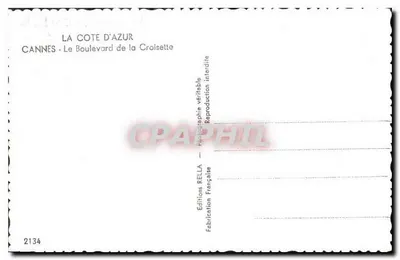 Cannes — Bulwar Croisette — Éditions Rella, n°2134 — Rewers