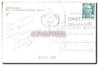 Tours (Indre-et-Loire) — Katedra Świętego Gatiana oświetlona — Fotograf Vénitabile — Rewers