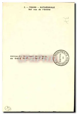 Tours — Katedra — Nef widok z wejścia — Wydawnictwo Monuments Historiques — Rewers