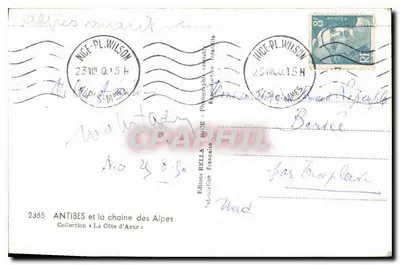 Antibes — Widok na morze i Alpy — Éditions Rella — Rewers