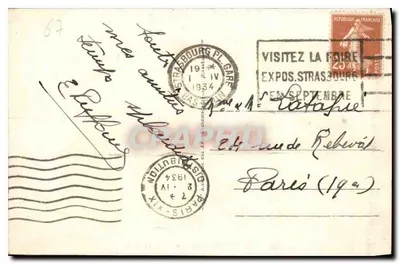Strasbourg — Pałac na Rzecze — widok panoramiczny z katedrą na tle — wydawca AB, n° 370 — Rewers
