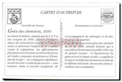 Sciopero dei ferrovieri — Locomotiva bloccata dai scioperanti nel 1910 — F.P. Parigi — Verso