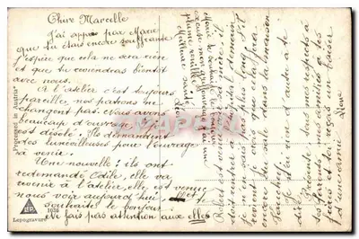 Pejzaż rzeki otoczony drzewami — rysunek J. Borno — wyd. Lepogravure, n° 1038 — Rewers