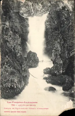 Cachoeira de Castelmenier — Aulus-les-Bains — Fototipo Ladoucne Frères, Toulouse