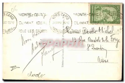 Monaco — De ingang van de haven en uitzicht op Monte Carlo — Editie La Ligue de Paris, n° 1460 — Achterkant
