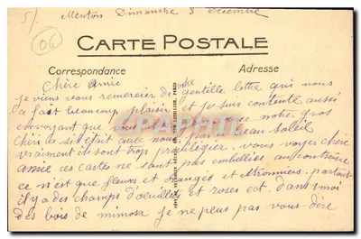 Monako — Ogólny widok Principatu — Wydawca: J. P. L. L. Reuiller, Paryż — Rewers