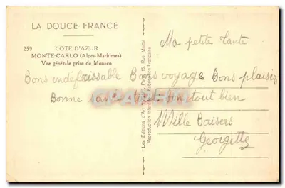Monte-Carlo — Allgemeiner Blickwinkel von Monaco — Éditions d'Art V. Martel — Rückseite