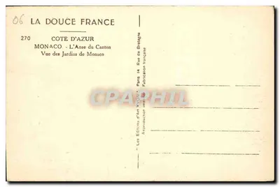 Monako - L'Anse du Canton — Widok ogrodów Monako — Éditions d'Art Yvonn — Rewers