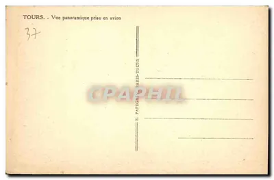 Tours — Widok panoramiczny z lotu — E. Papeghin Paris-Tours — Rewers