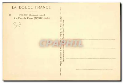Tours — O Ponte de Pedra (século XVIII) — Les Éditions d'Art YVON, Paris — Verso
