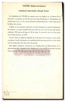 Tours (Indre-et-Loire) — Katedra Świętego Gatiana (Façada Zachodnia przed 1870) — 4. seria, wydawca Paulauberge — Rewers