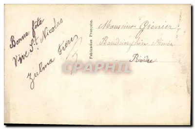 Kobieta w płaszczu z futrem — z bukietem — wydawca Vivey Nicolas n° 5747 — Rewers
