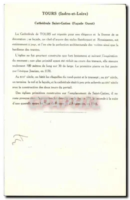 Katedra Świętego Gatiana — Tours (Indre-et-Loire) — Façada zachodnia przed 1870 — 4. seria — Kolekcja Kolarsine i Paulauberge — Rewers