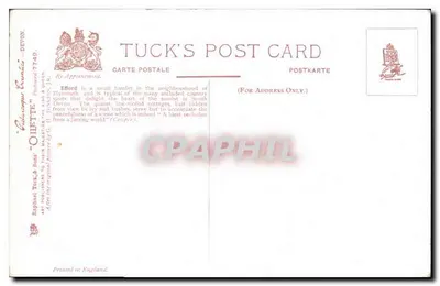 Casa Velha, Efford, Próximo a Plymouth — Devon Pitoresco — Tuck's Post Card — Verso