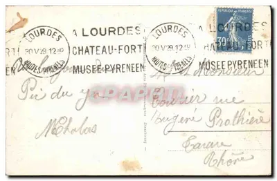 Lourdes - Widok na obserwatorium na szczycie Pic du Jer — wydawca Stara pocztówka — Rewers
