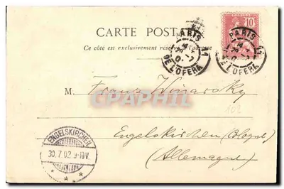 Paryż - Rond-Point des Champs-Élysées — widok z fontanną i budynkami — wydawca nieznany — Rewers