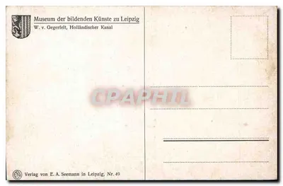 Młyn wiatrowy i statek żaglowy — scena nocna — Verlag von E. A. Seemann in Leipzig, Nr. 49 — Rewers