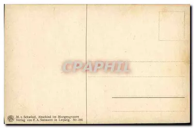Abschied im Morgengrauen — scena nocna z księżycem — M. v. Schwind, wydawca E.A. Seemann, Lipsk, n°246 — Rewers