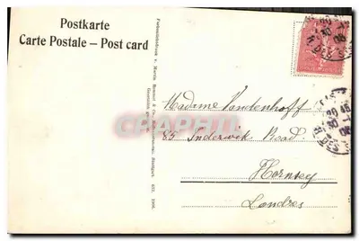 Arranjo de rosas — rosa, rosa vermelha, rosa branca — editor Ferdinand v. Martino Bonne & Co., Stuttgart — Verso