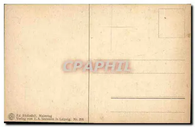 Quatro salgueiros à beira de um riacho — paisagem rural — editor E.A. Seemann, Leipzig, n° 206 — Verso