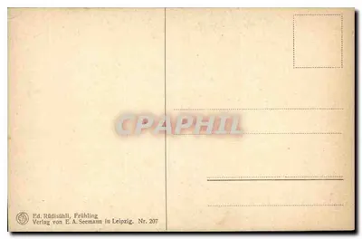 Paisagem rural — árvores e flores — Ed. Rüdisäihl, Frühling, Leipzig, n° 207 — Verso
