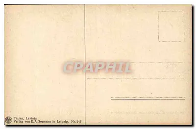 Jovem mulher em vestido bordado segurando um bandeja de frutas — Tizian, Lavinia — Verlag von E.A. Seemann in Leipzig, Nr. 241 — Verso