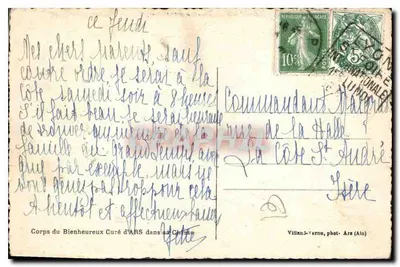 Corpo de Jean-Marie Baptiste Vianney — Ars (Ain) — Villan-Verne, fot. Ars (Ain) — Verso