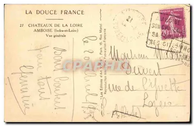 Zamek w Amboise — Ogólny widok — Les Éditions d'Art YVON, Paryż — Rewers