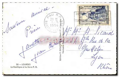 A Basílica e o Gave em Lourdes — Edição P. Doucet em Lourdes, n°28 — Verso