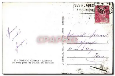 Pornic — Entrance to the Port of the Hôtel du Jardinet — J. Nozaïs, publisher — Back