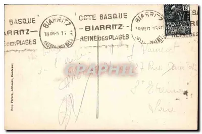 Biarritz (Côte basque) — zachód słońca na Grande Plage — Buc Frères, wydawcy, Biarritz — Rewers