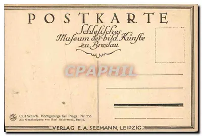 Wysokie góry przy Pradze — widok górski — wydawnictwo E.A. Seemann, Lipsk — Rewers