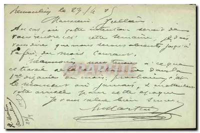 Carta postal de Grenoble — texto manuscrito — editor Martin — Verso
