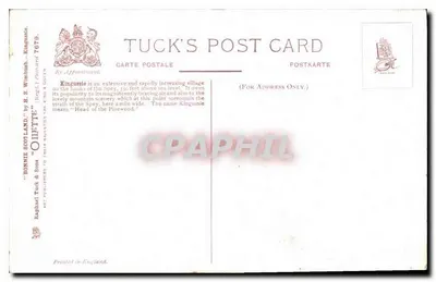 Kingussie a partir do Spey — vista da rio e do vilarejo — Tuck's Post Card n°7679 — Verso