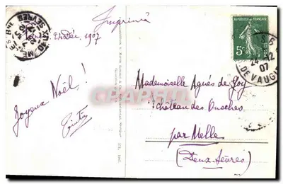 Violine e rametti di salice — editore non visibile — datata 1907 — Verso