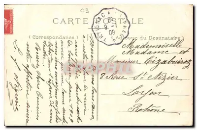 Menina em vestido rosa — carta de felicitações 1919 — editor desconhecido — Verso