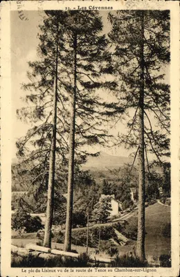 O pico do Lisieux visto da estrada de Tence ao Chambon-sur-Lignon — As Cévennes — Edição Jean Bournay
